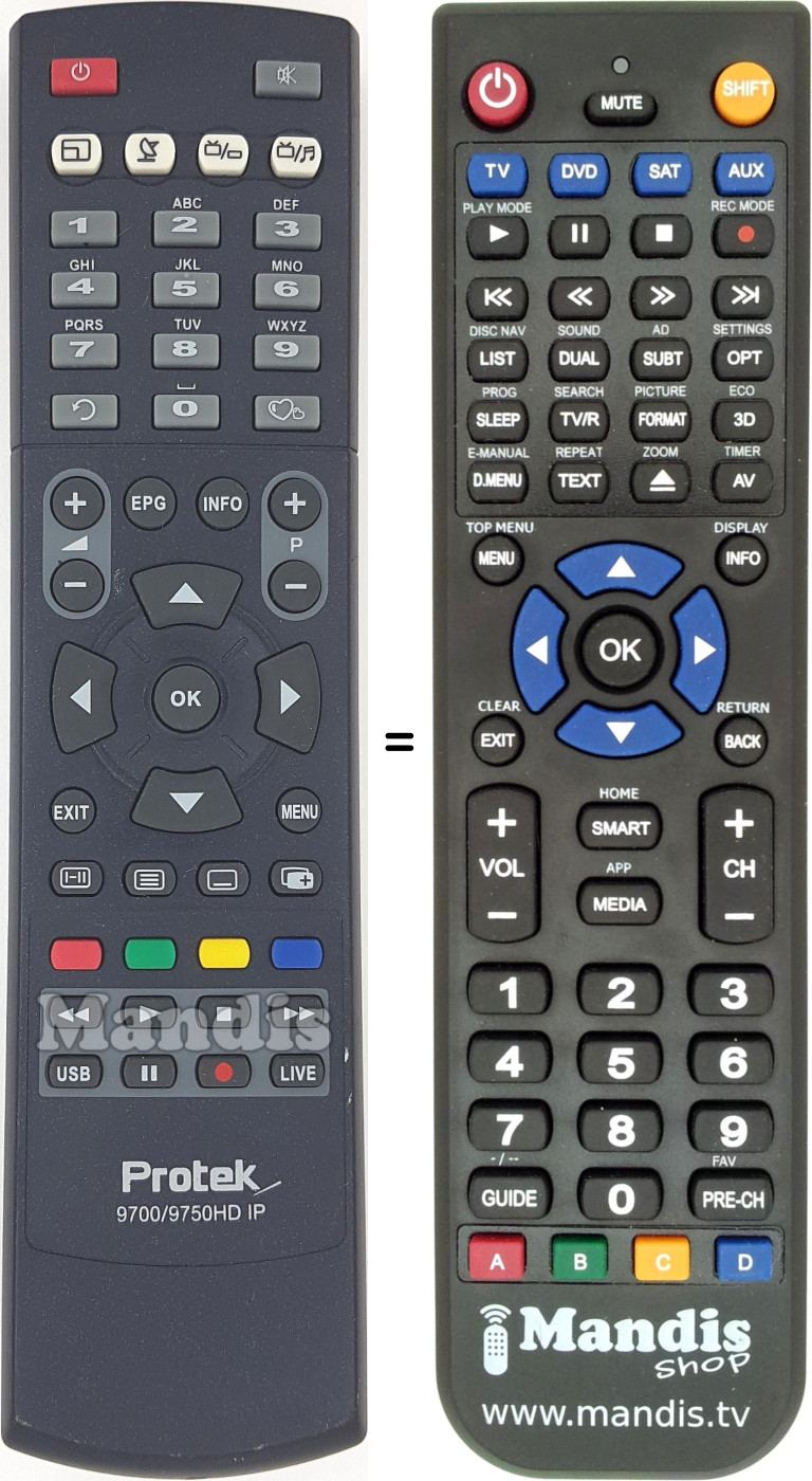 Replacement remote control 9700/9750HD IP