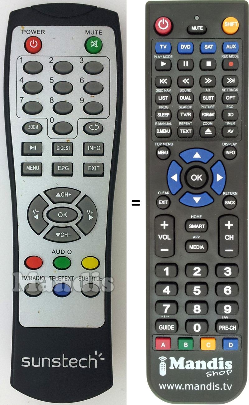 Telecomando equivalente Sunstech DTB-P460