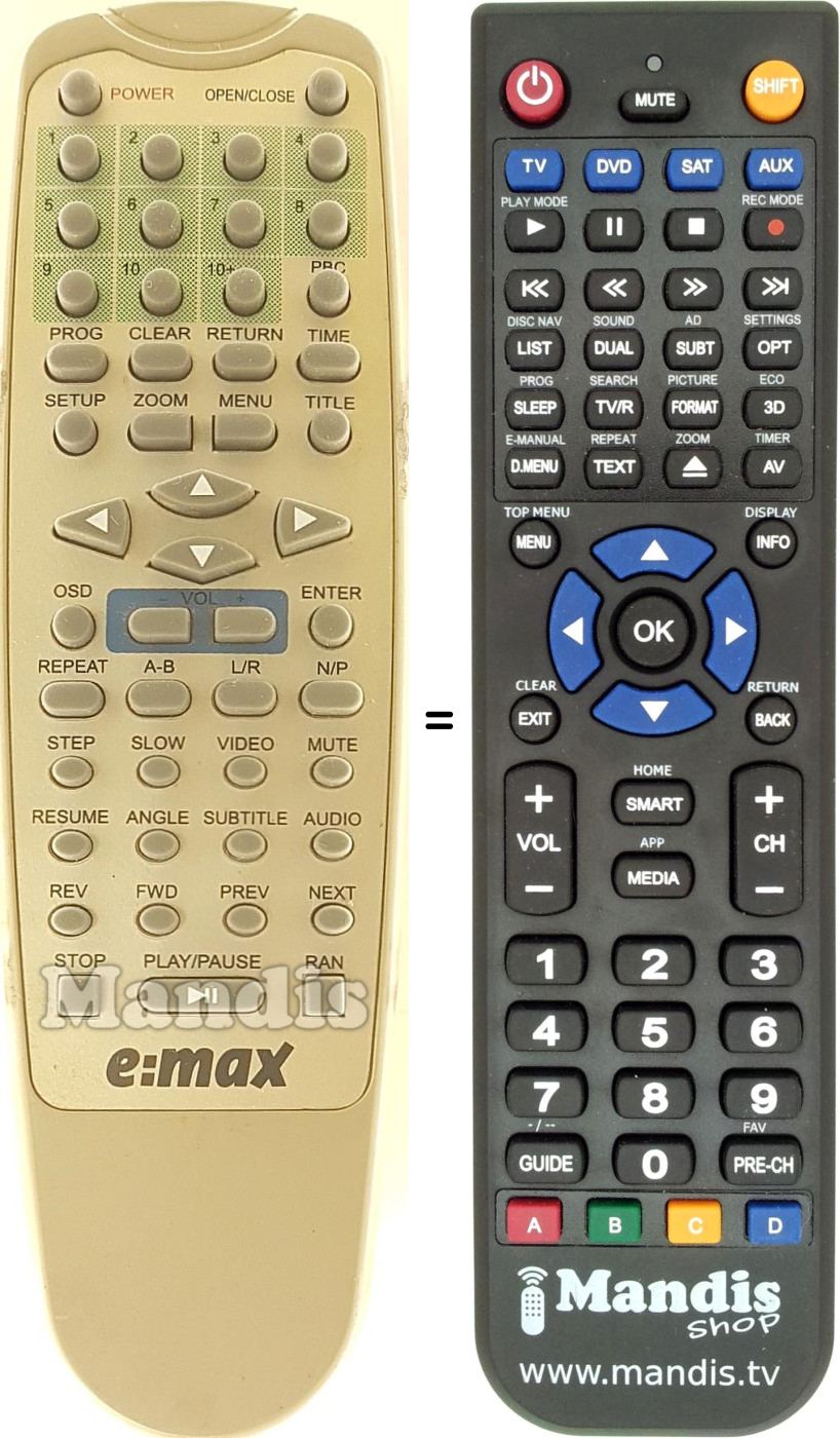 Télécommande équivalente EMAX001