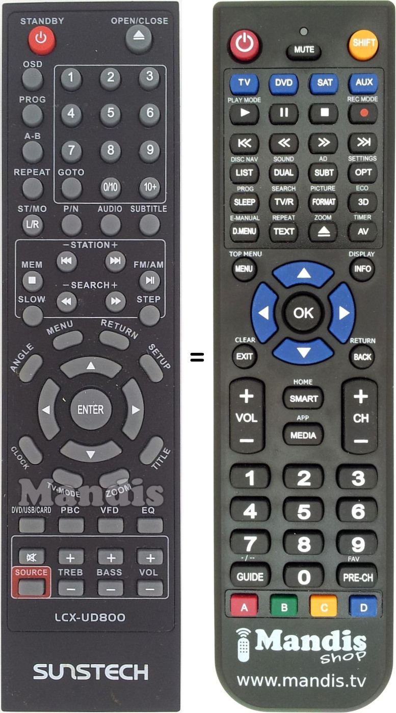 Telecomando equivalente LCX-UD800