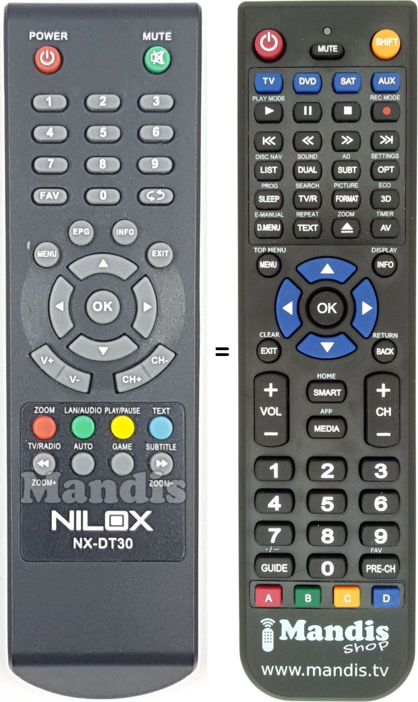 Télécommande équivalente NX-DT30