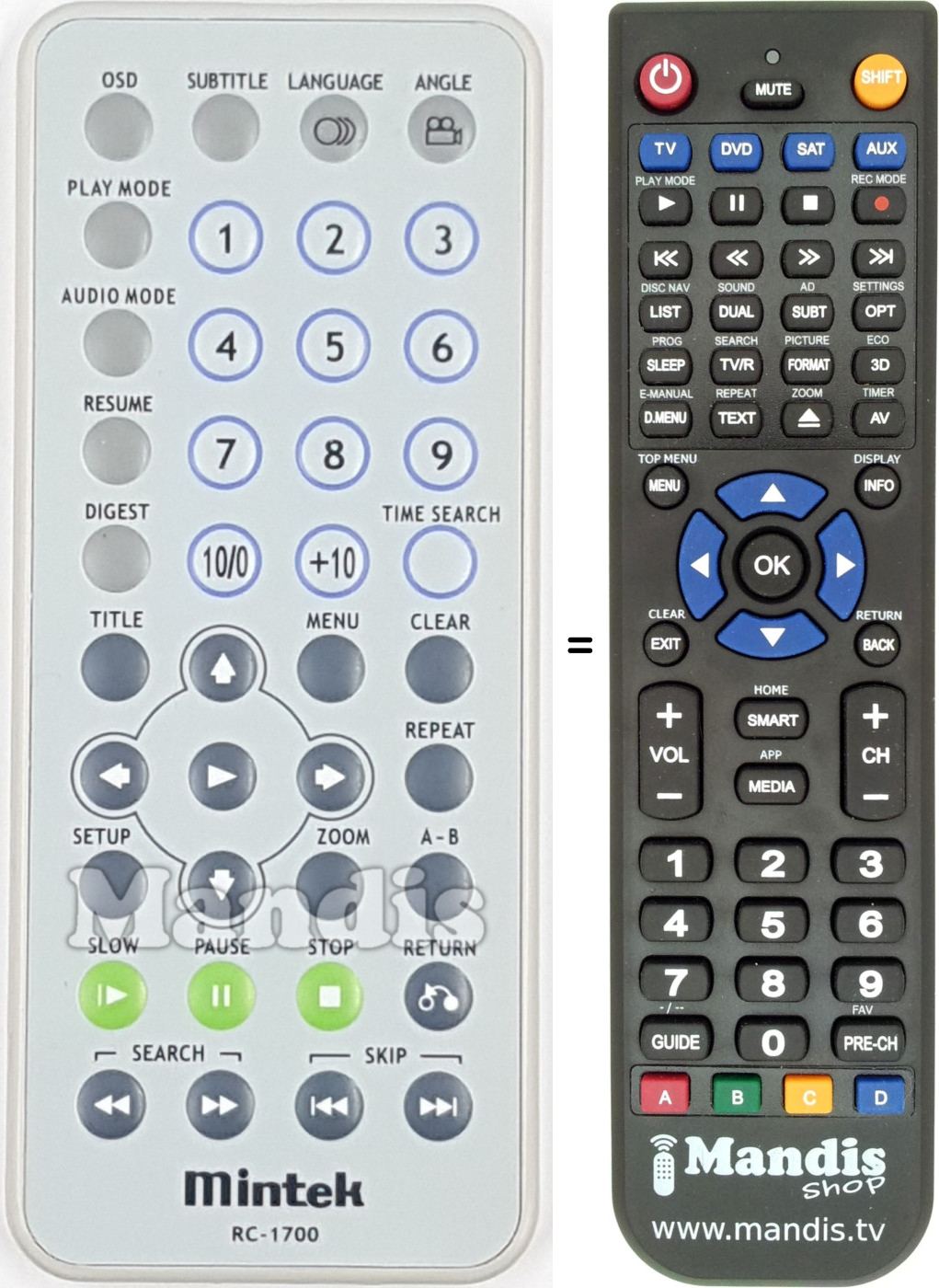 Replacement remote control RC-1700
