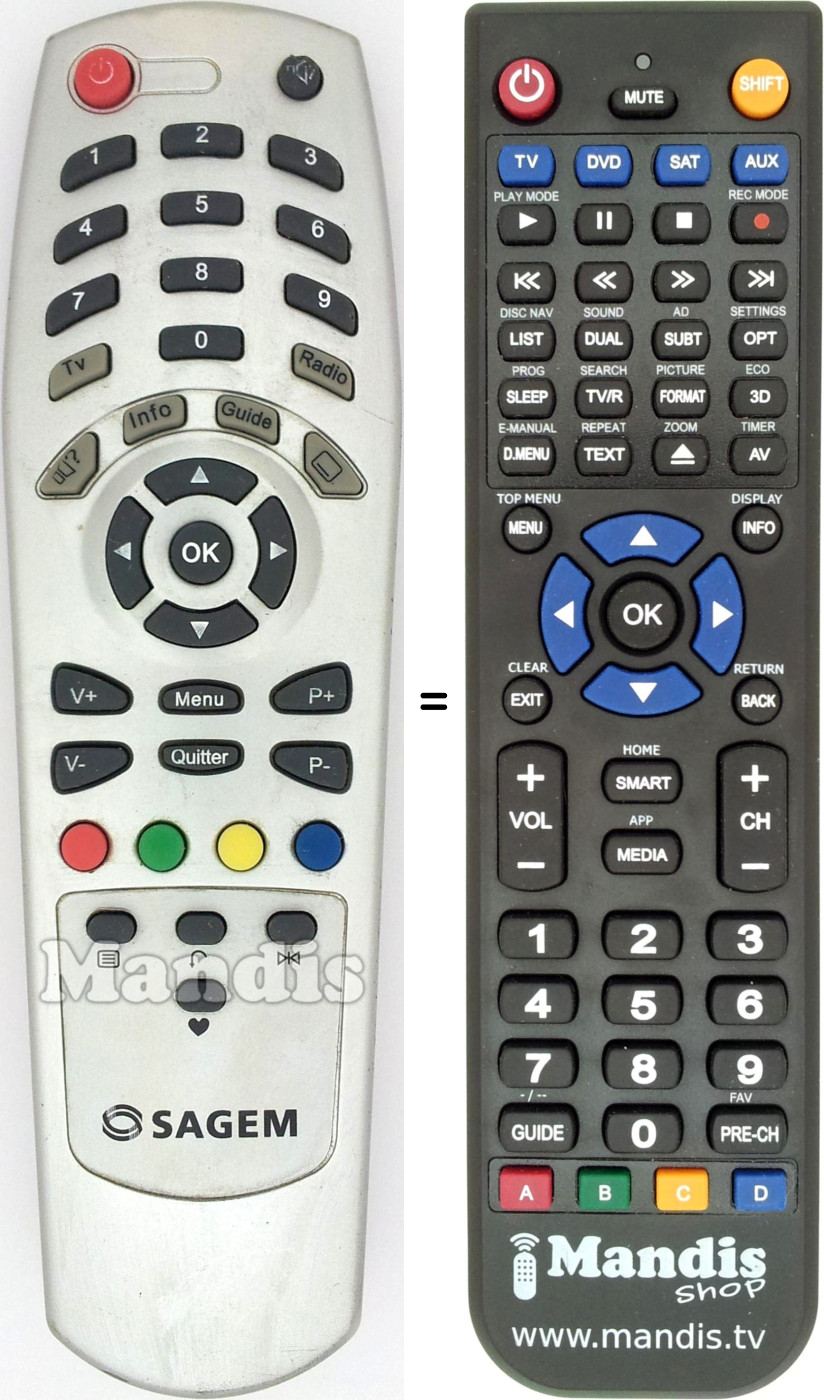 Replacement remote control Sagem REMCON905