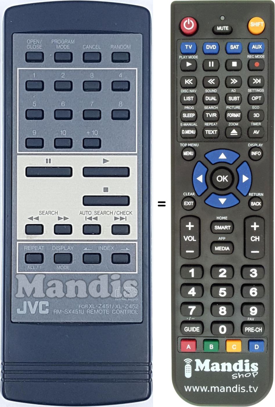 Telecomando equivalente JVC RMSX451U