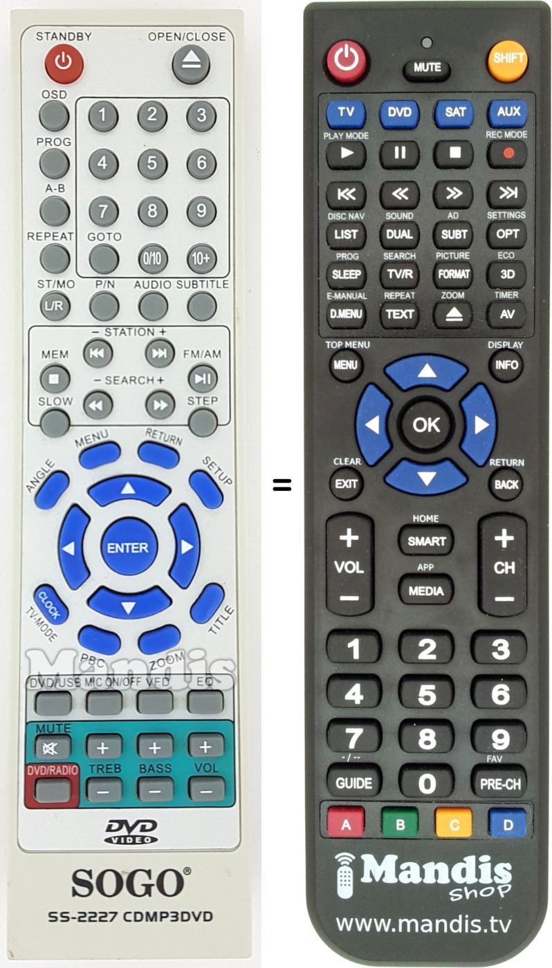 Replacement remote control SS-2227