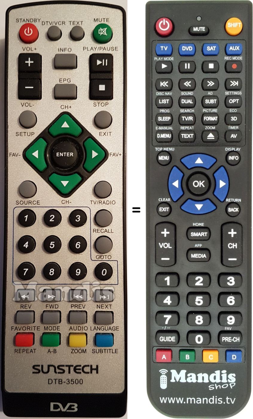 Telecomando equivalente Sunstech DTB3500-2