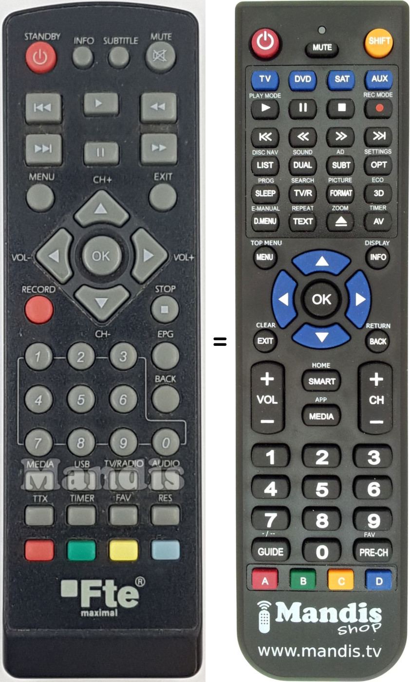 Replacement remote control MAXT90HD