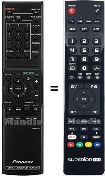 Replacement remote control Pioneer PD10