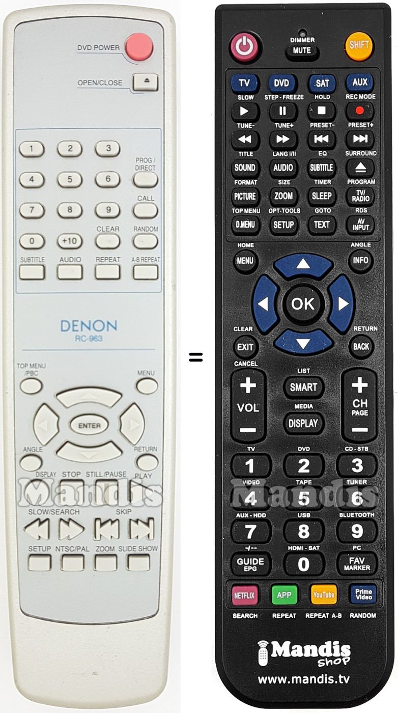 Télécommande équivalente Denon RC963