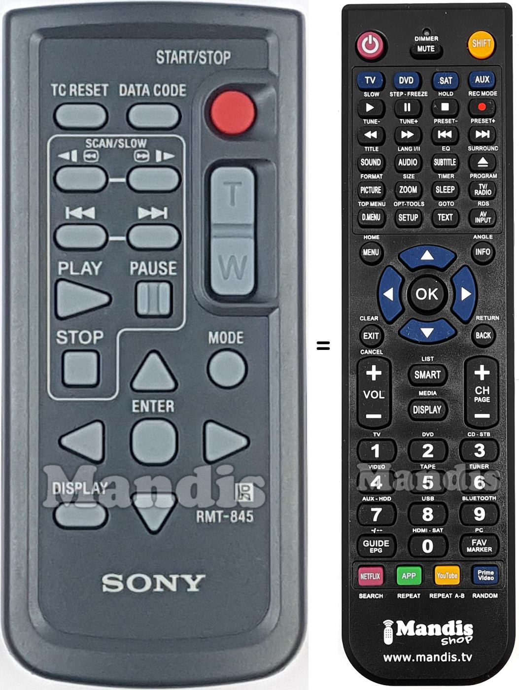 Replacement remote control Sony RMT-845