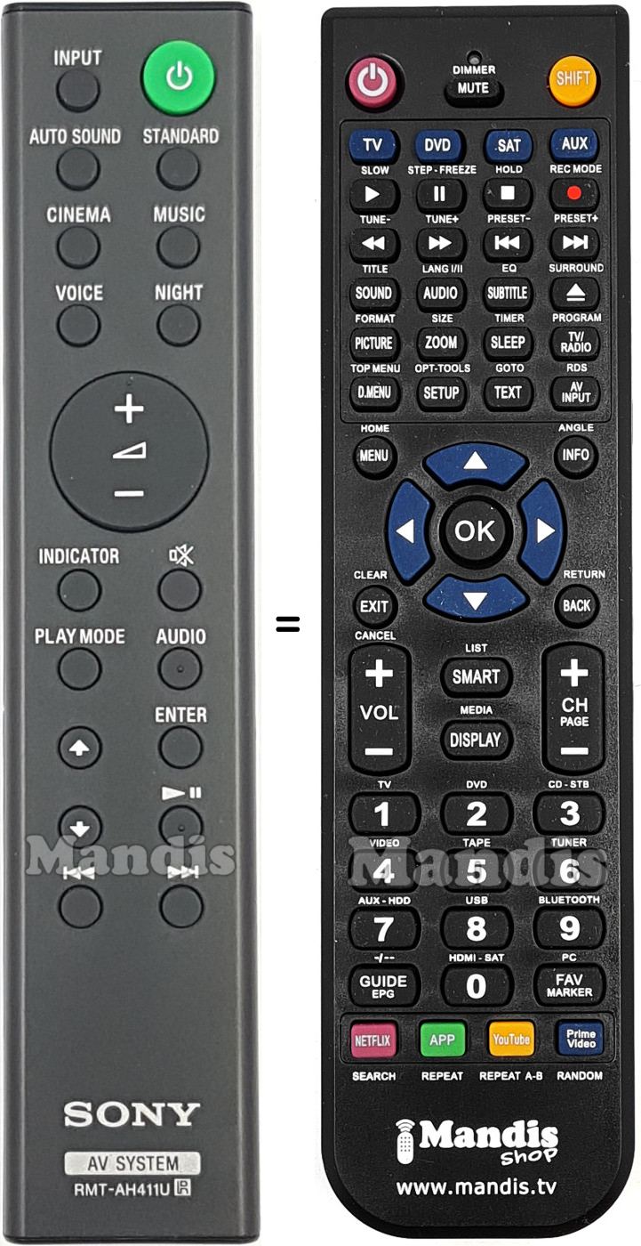 Replacement remote control Sony RMT-AH411U