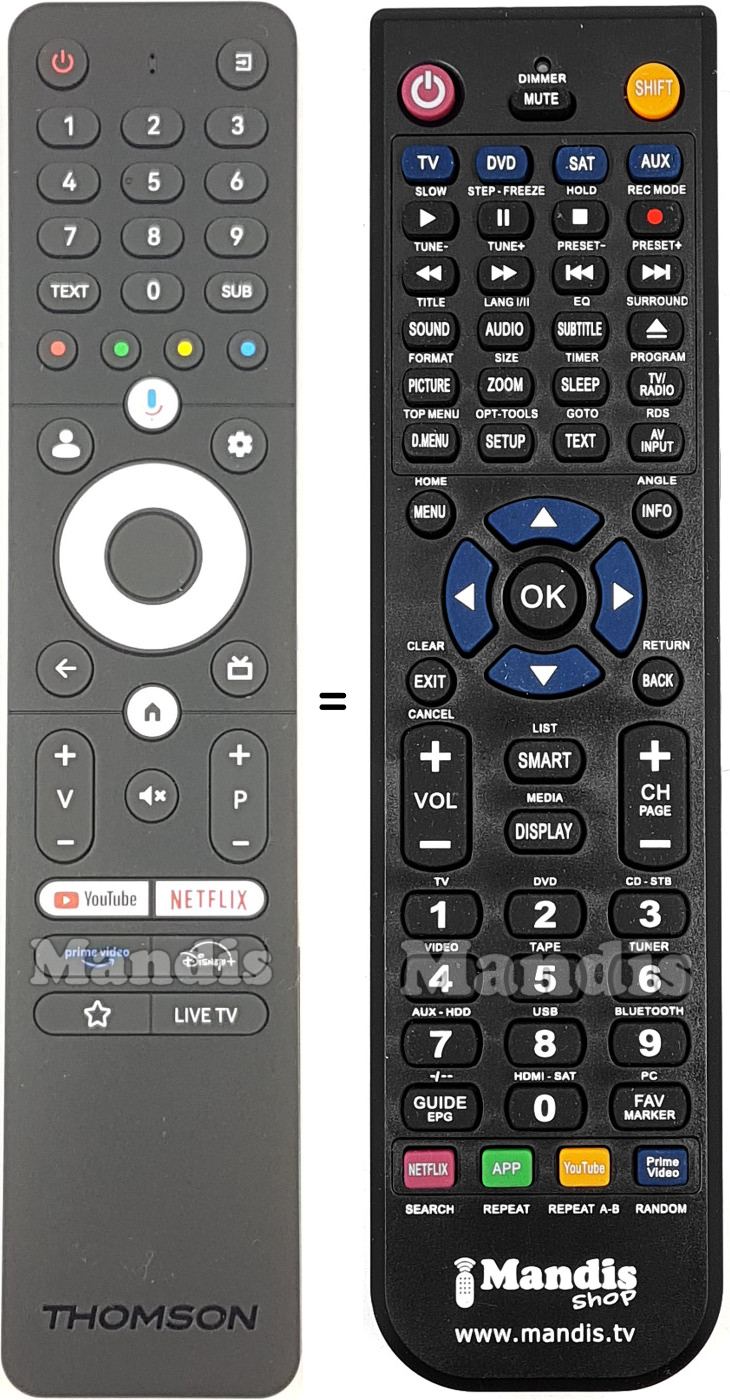 Gleichwertige Fernbedienung Thomson RC112GH Gleichwertige Fernbedienung Thomson RC112GH