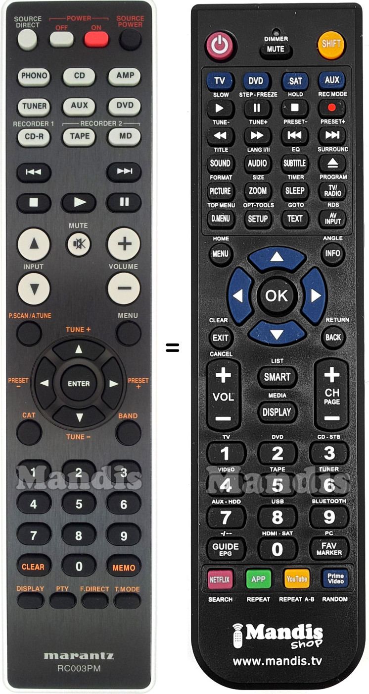 Telecomando equivalente Marantz RC003PM