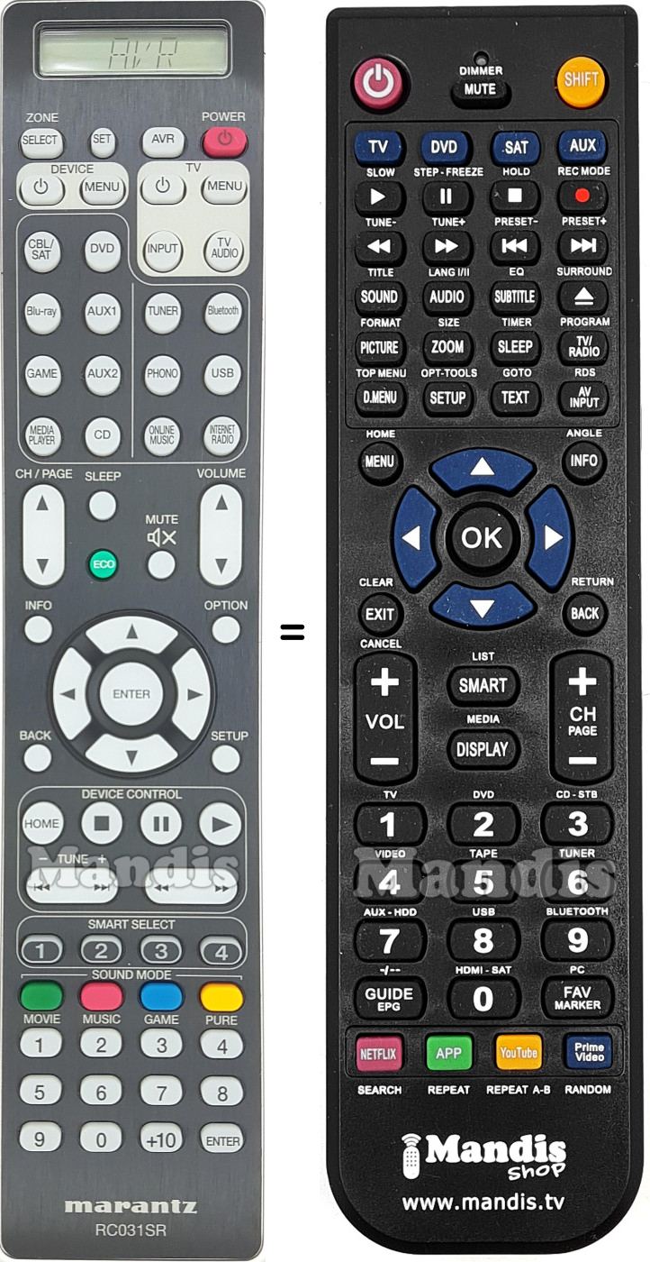 Replacement remote control Marantz RC031SR