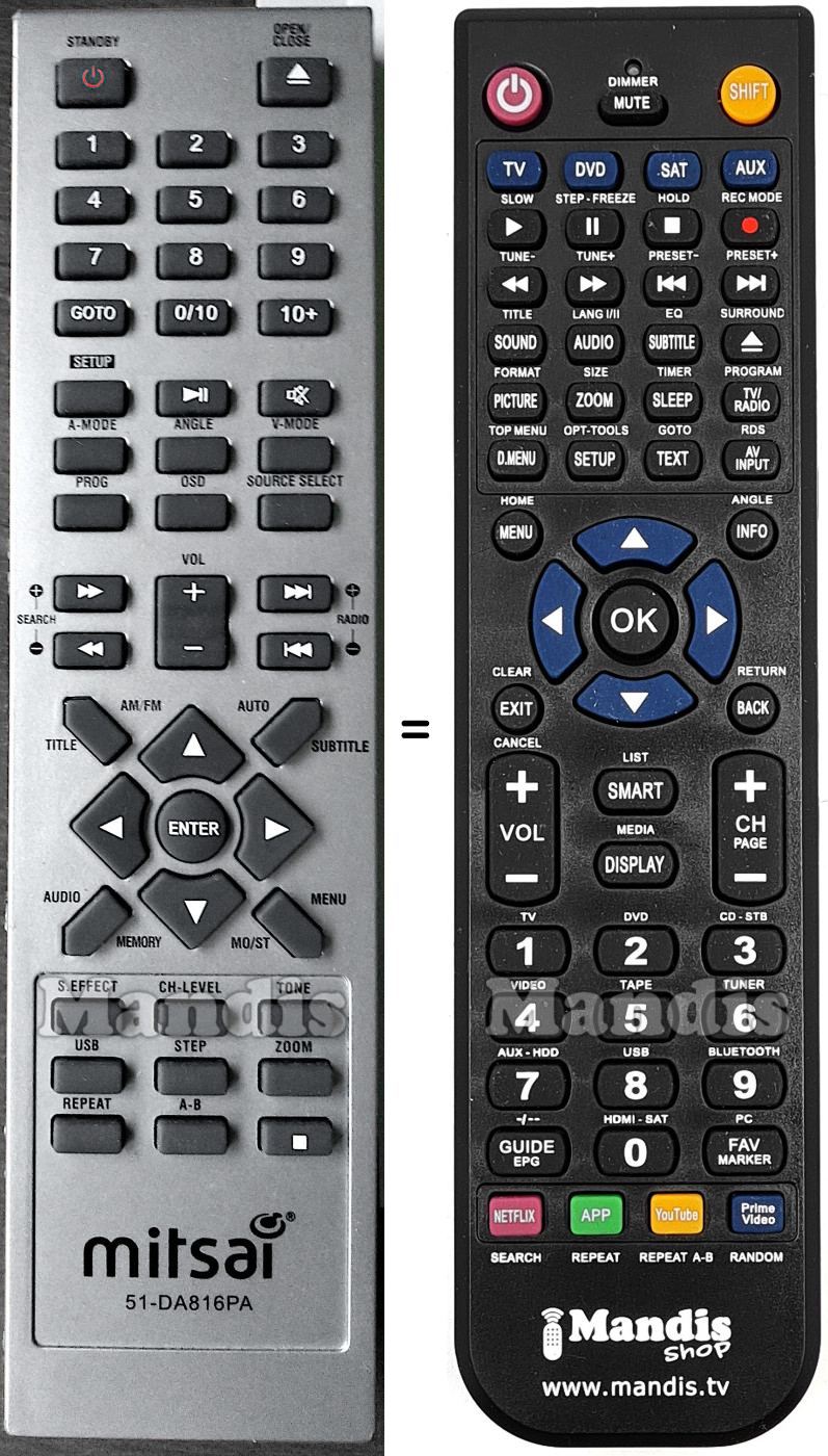 Télécommande équivalente 51-DA816PA