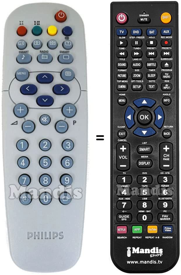 Télécommande équivalente Philips RCLE 011