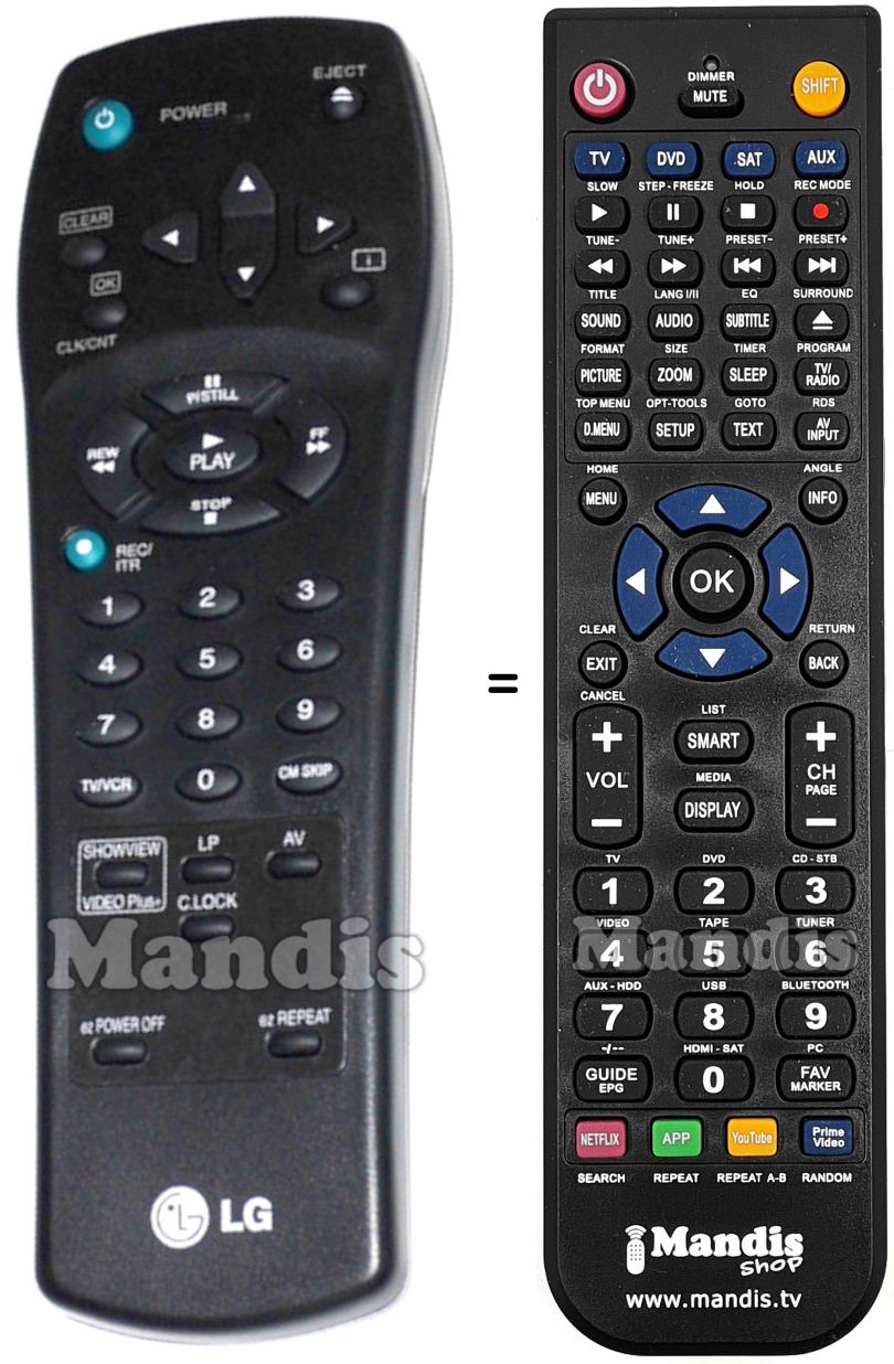 Replacement remote control LG 6711R1P019B