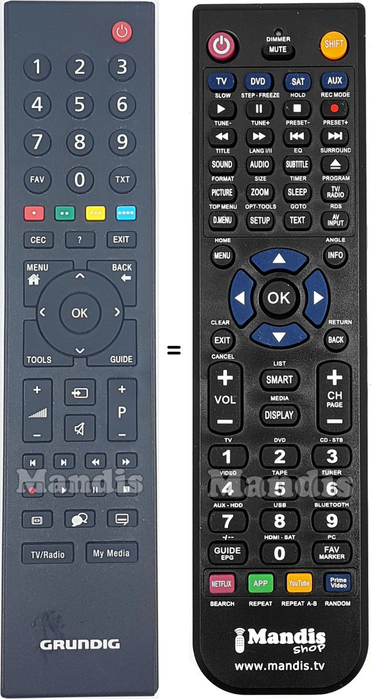 Replacement remote control Grundig TP6-187R-P1