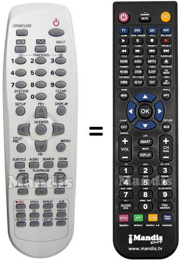 Télécommande équivalente Daewoo 97P1RA2BA0