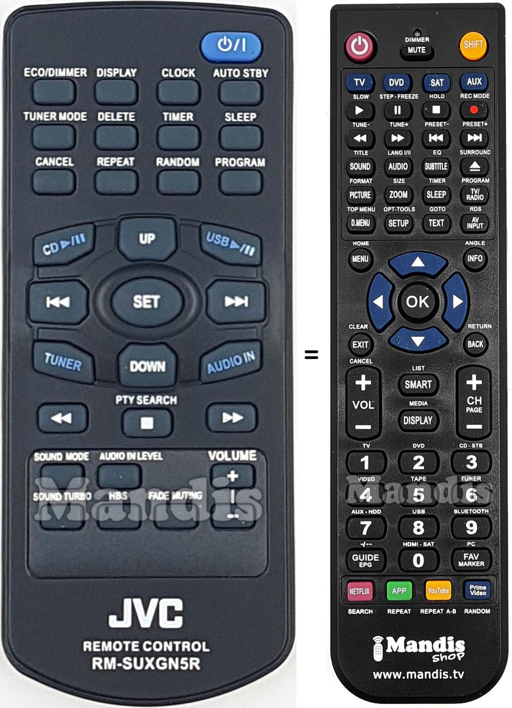 Replacement remote control JVC RM-SUXGN5R