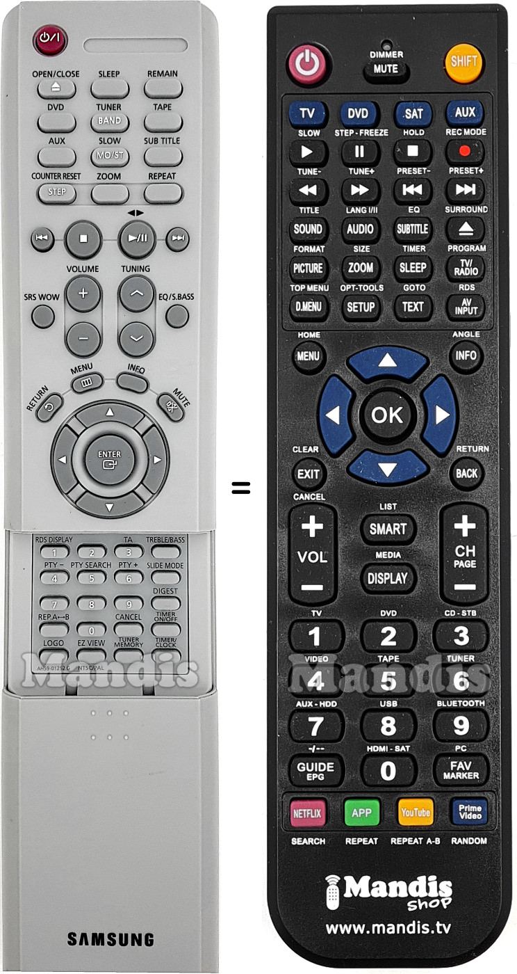 Télécommande équivalente Samsung AH59-01252G