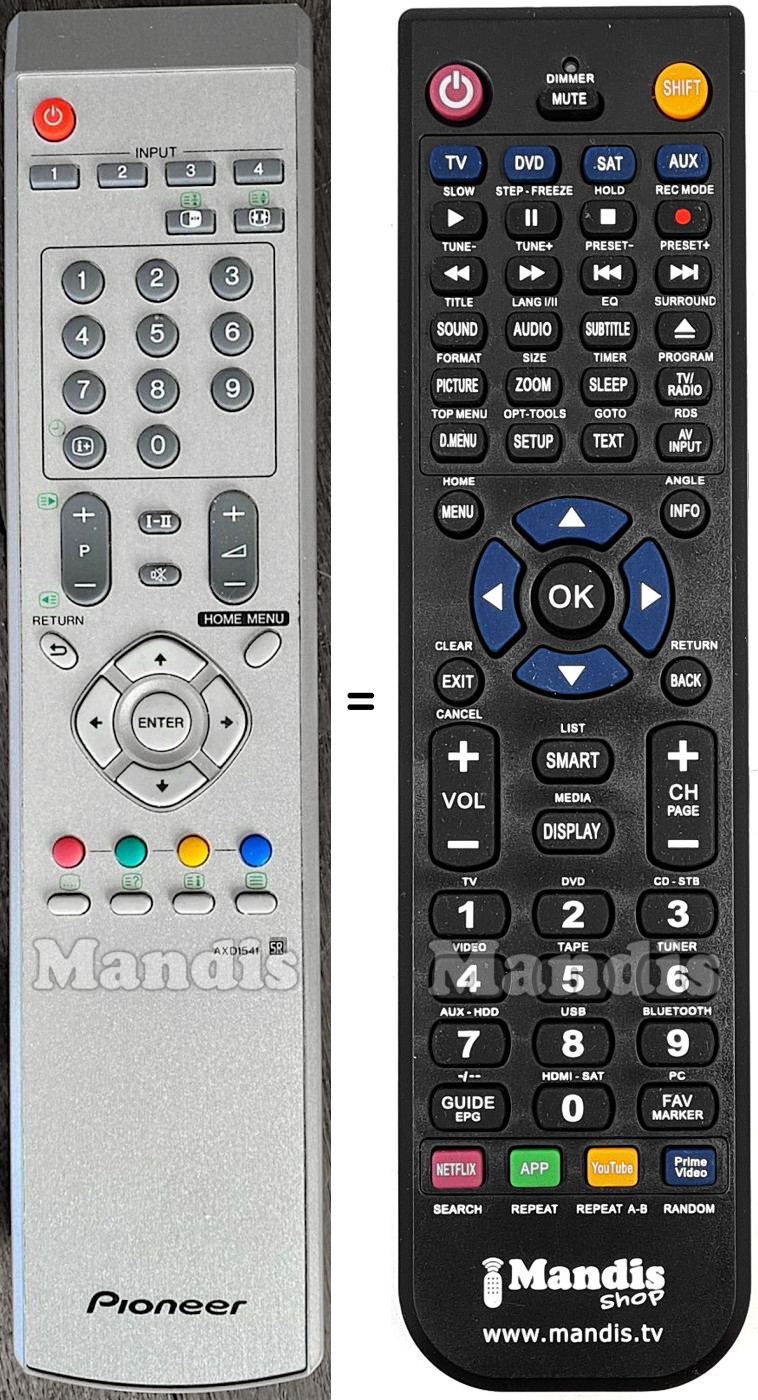 T&eacute;l&eacute;commande &eacute;quivalente Pioneer AXD1541