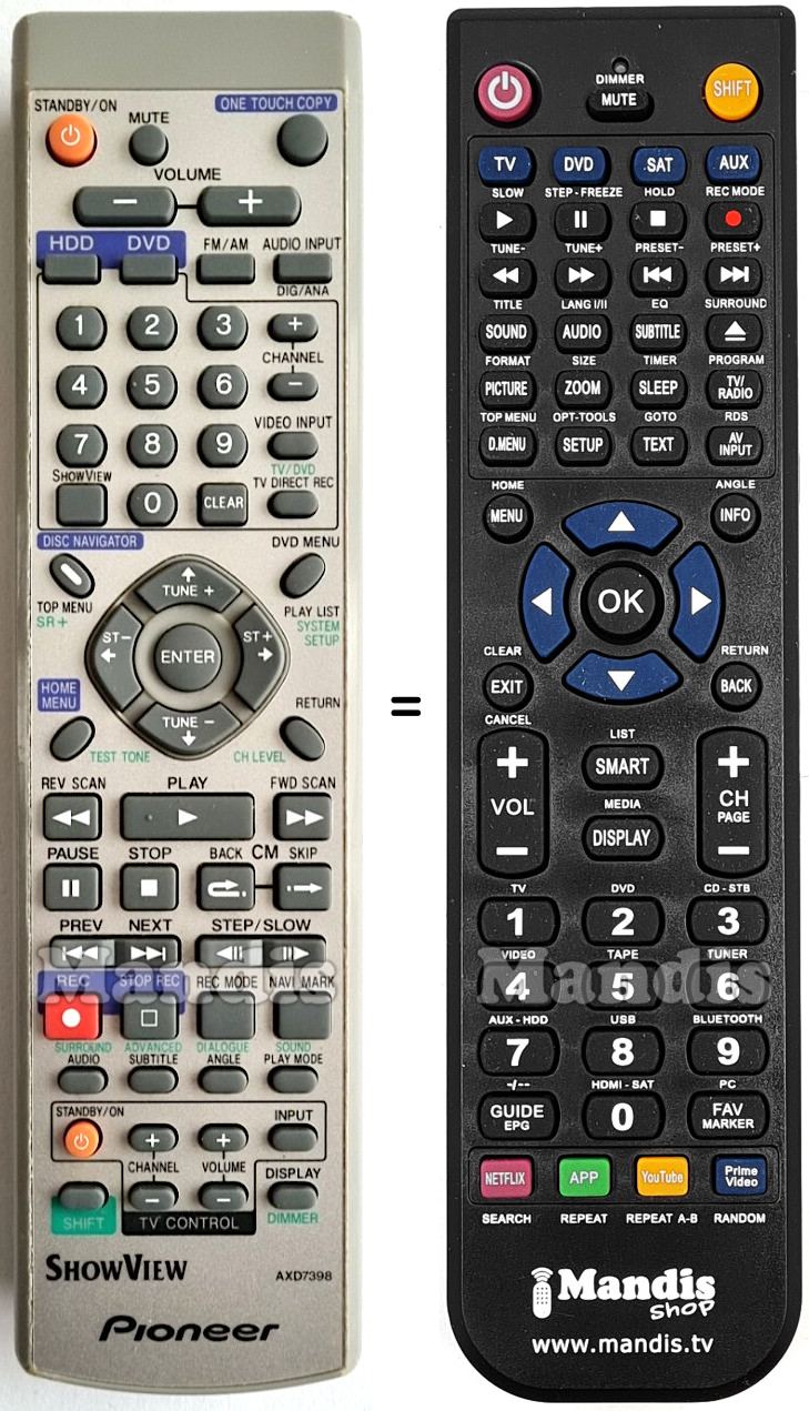 Telecomando equivalente Pioneer AXD7398