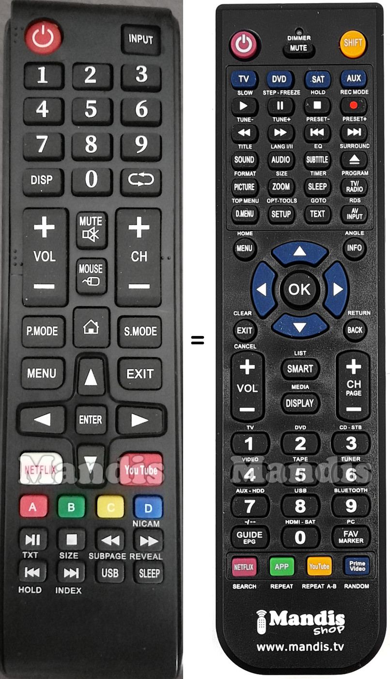 Replacement remote control NordMende AKTV001