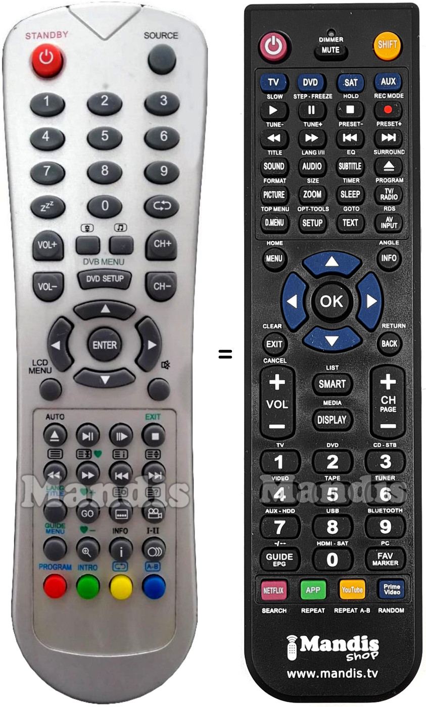 T&eacute;l&eacute;commande &eacute;quivalente Brandt B3210HD