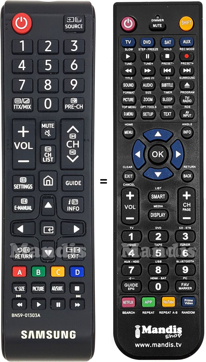 Gleichwertige Fernbedienung Samsung BN59-01303A
