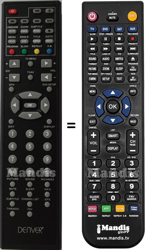 Replacement remote control MOBILE TV TFD2370DVBT