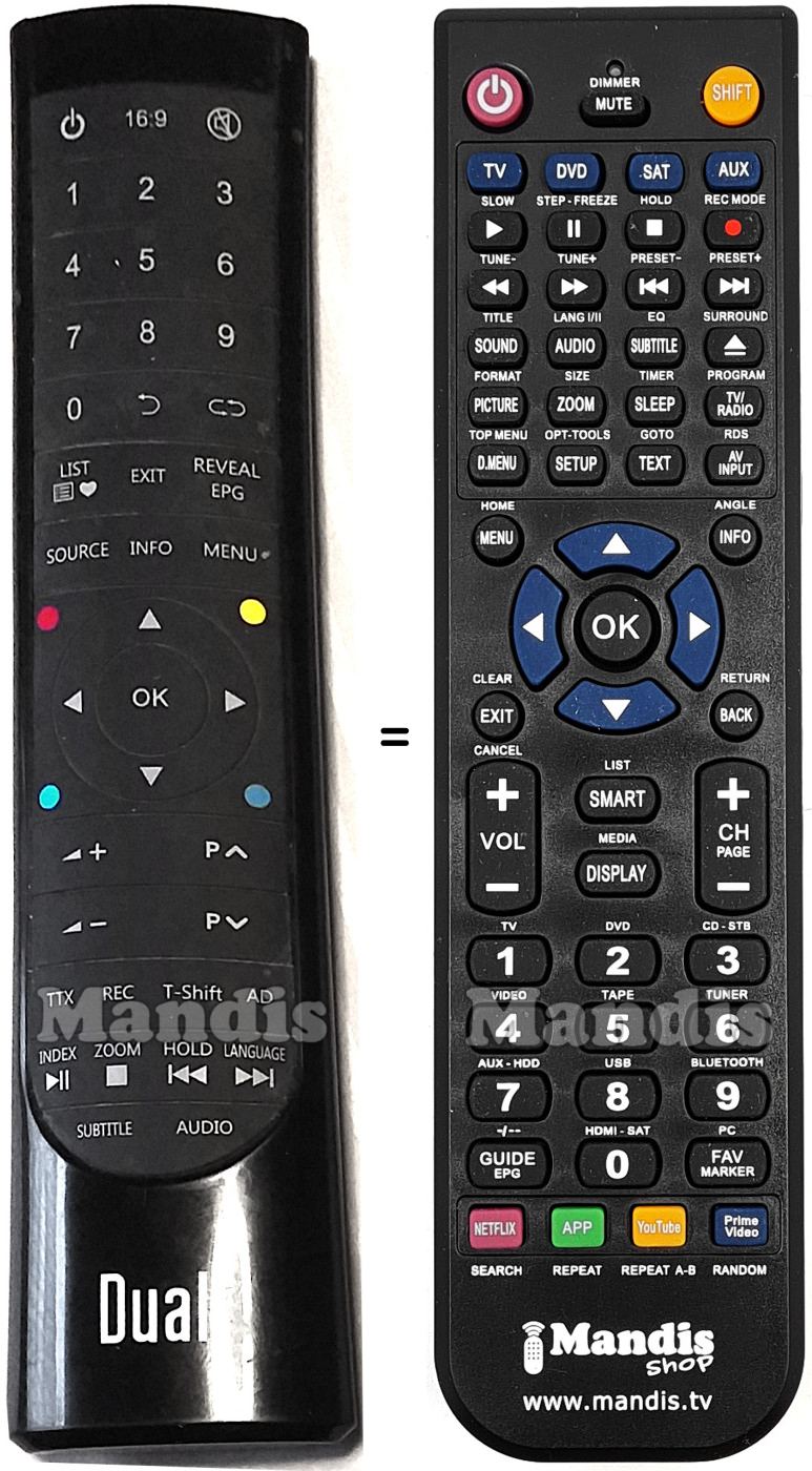 Replacement remote control Dual DL-TV32HD-001