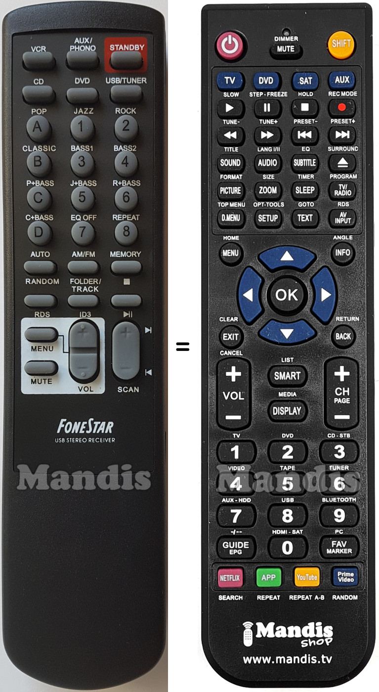 Telecomando equivalente Fonestar AS-170RU