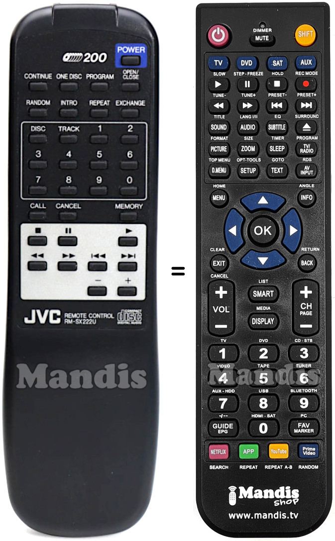 Replacement remote control JVC RM-SX222U