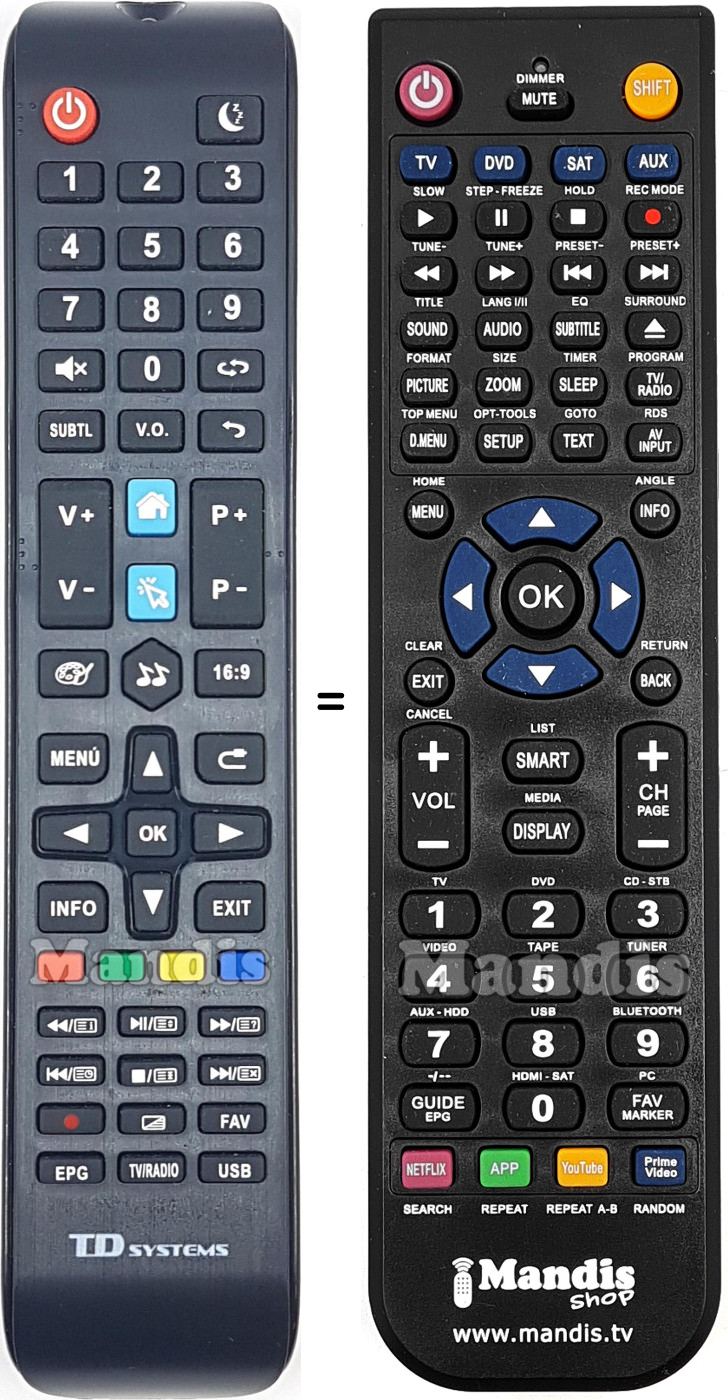 Replacement remote control TD Systems K32DLX11HS