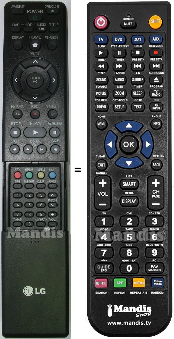 Replacement remote control LG AKB35960102