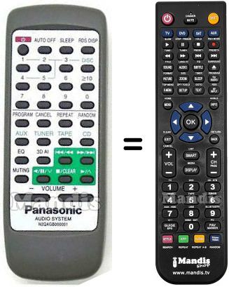Telecomando equivalente Panasonic N2QAGB000001