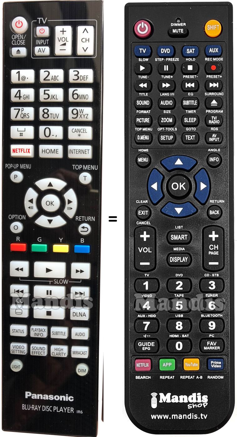 Replacement remote control Panasonic N2QAYA000128