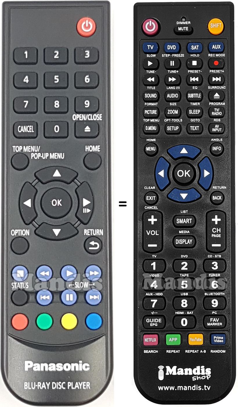 Télécommande équivalente Panasonic N2QAYA000205