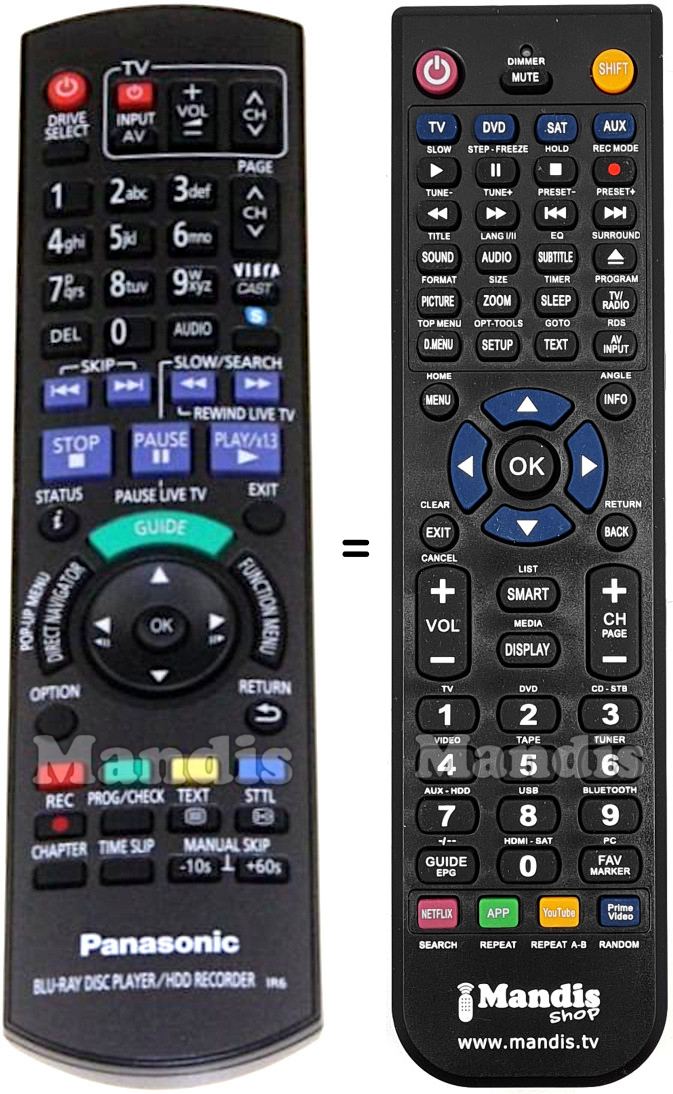 Replacement remote control Panasonic N2QAYB000617