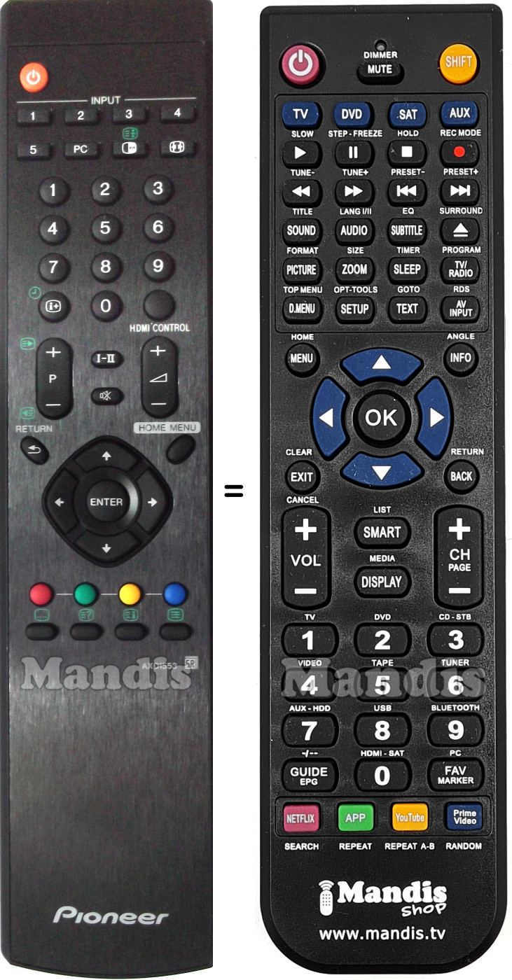 Replacement remote control Pioneer AXD 1553
