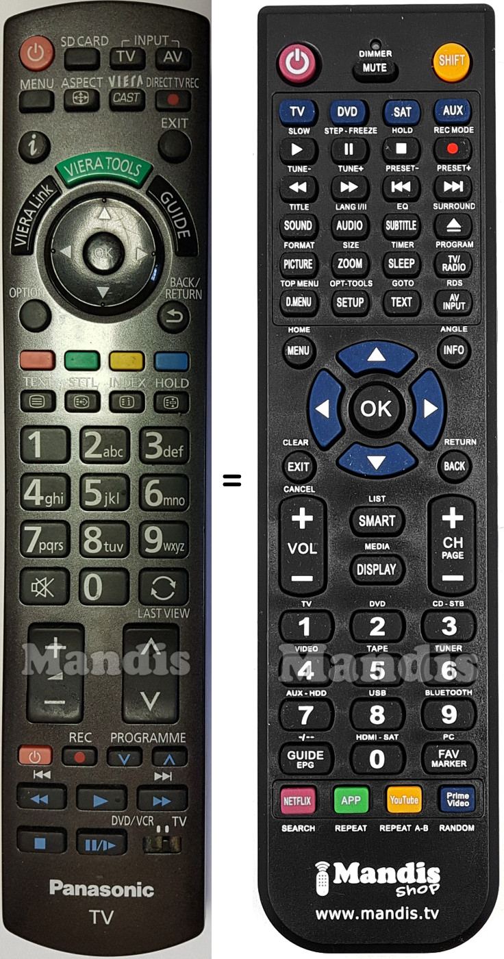 Télécommande équivalente Panasonic N2QAYB000490
