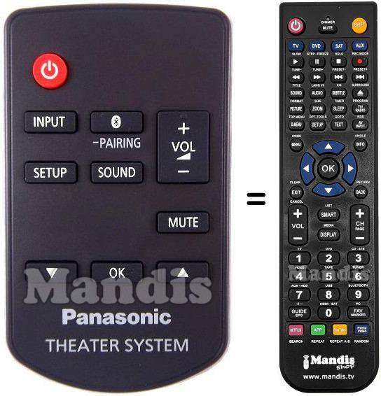 Télécommande équivalente Panasonic N2QAYC000098