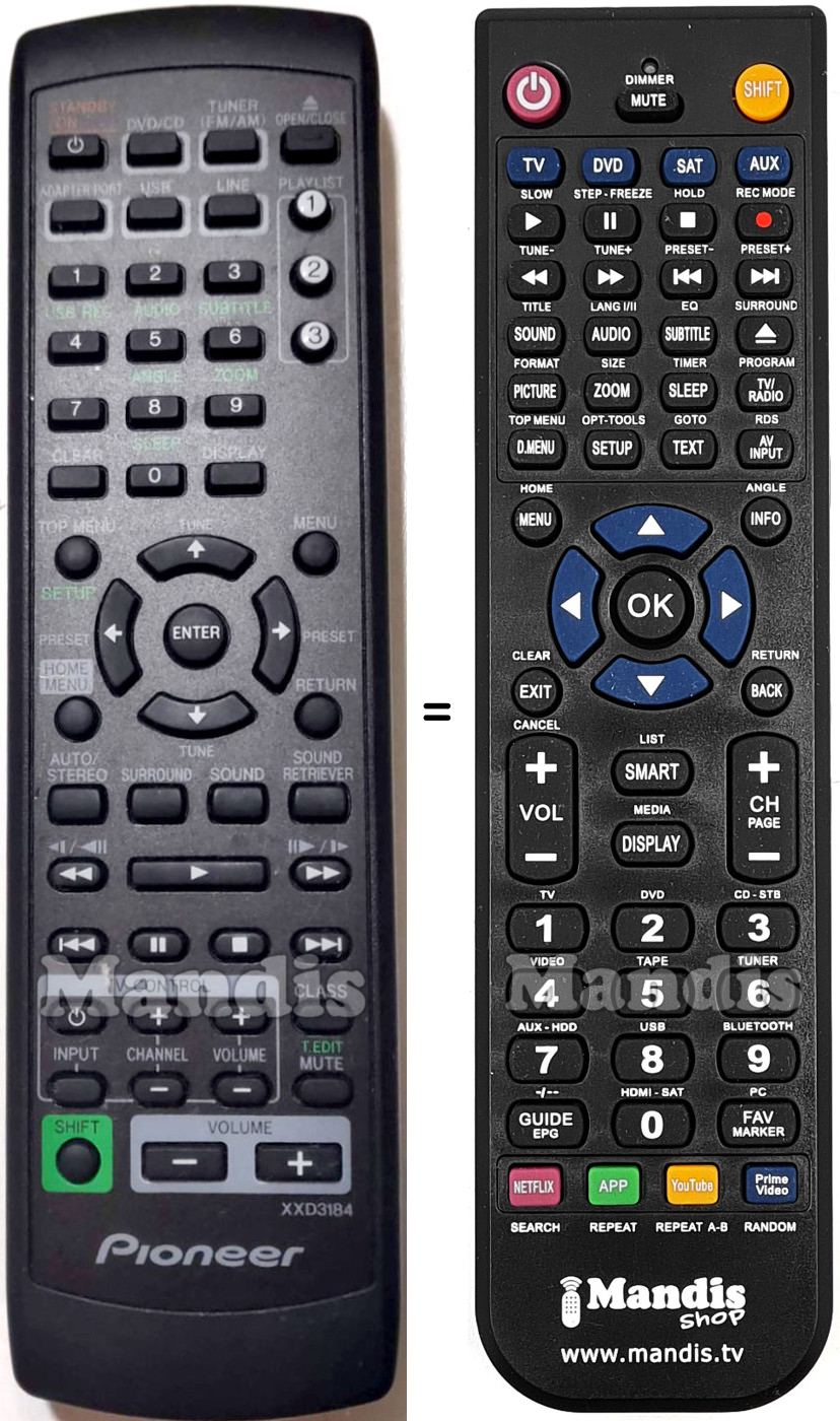 Telecomando equivalente Pioneer XXD3184