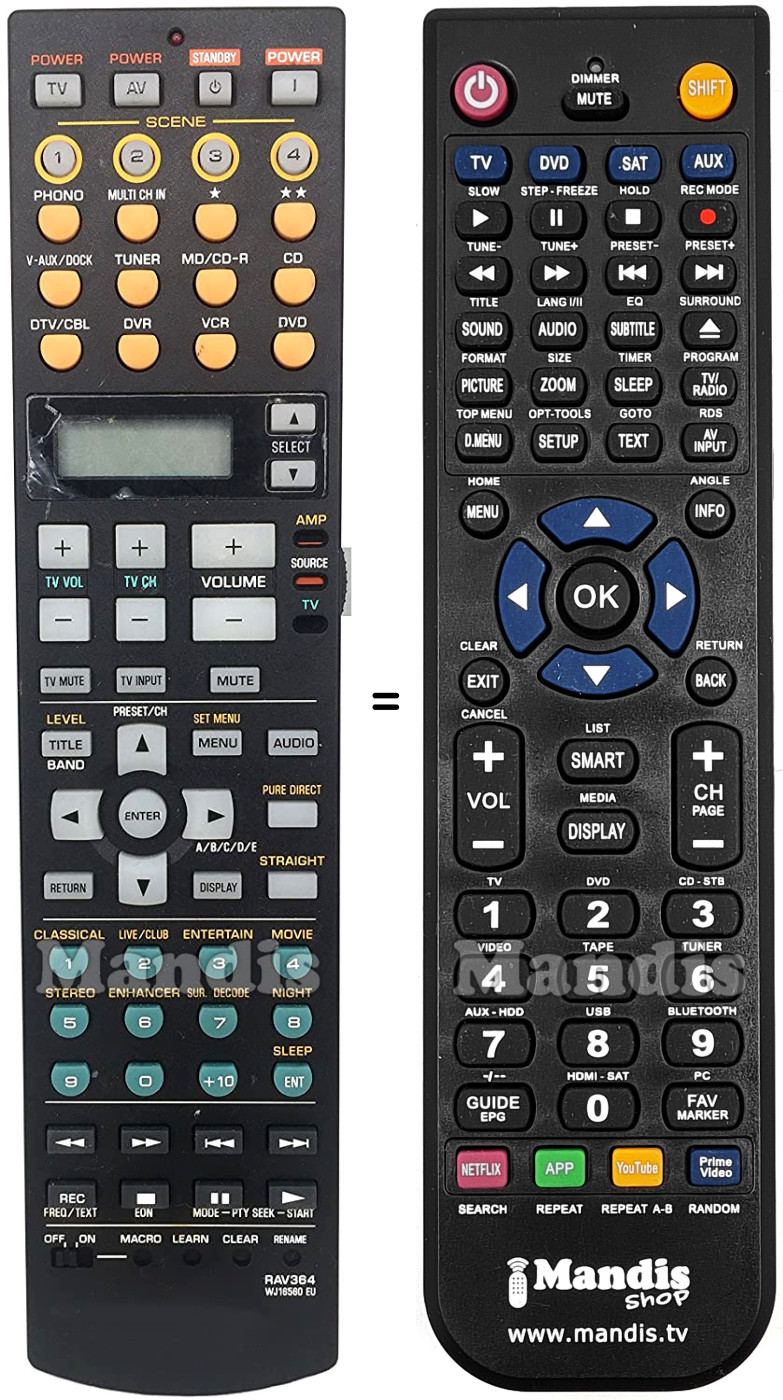 Replacement remote control Yamaha RAV364