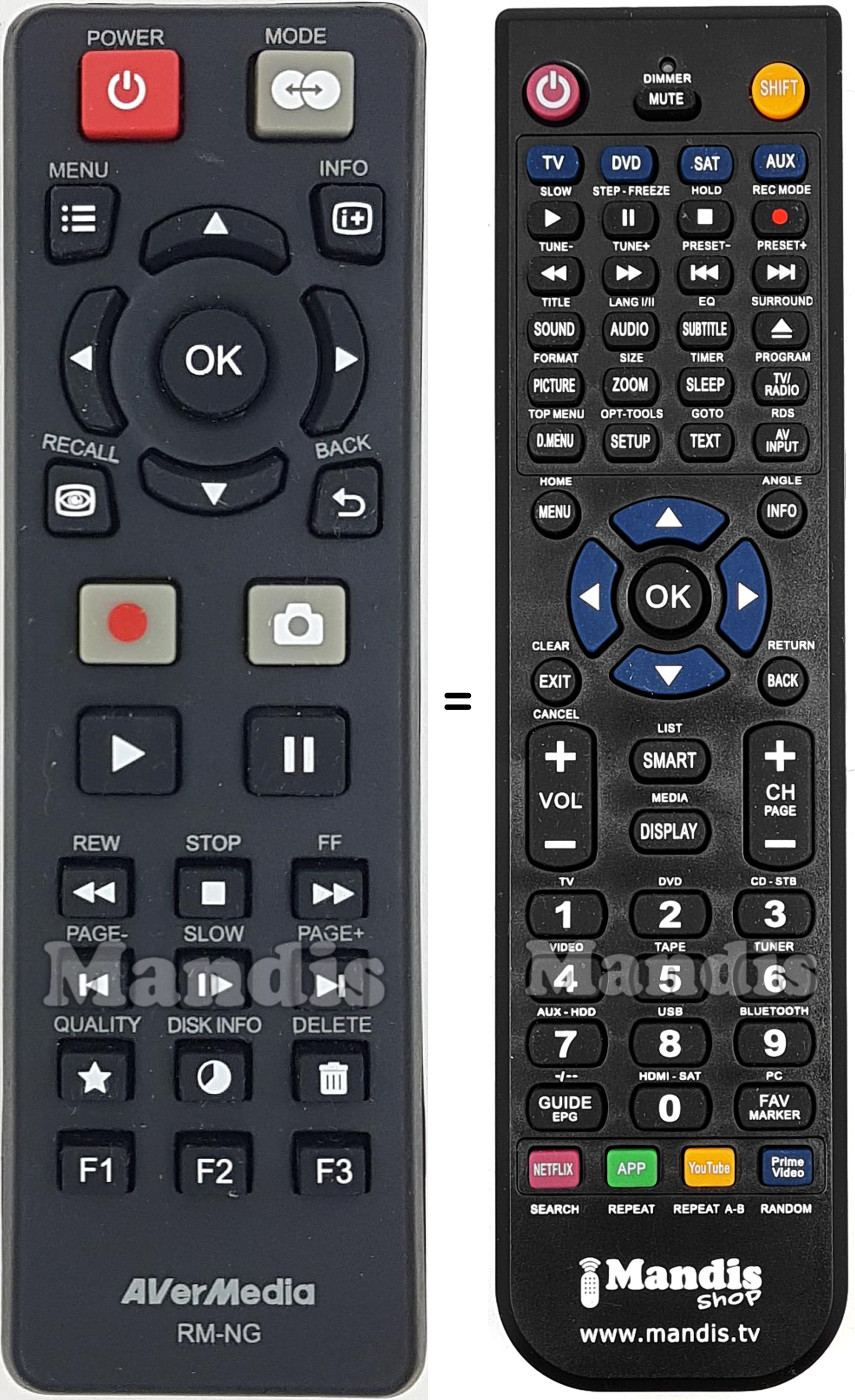 Télécommande équivalente AVERMEDIA RM-NG