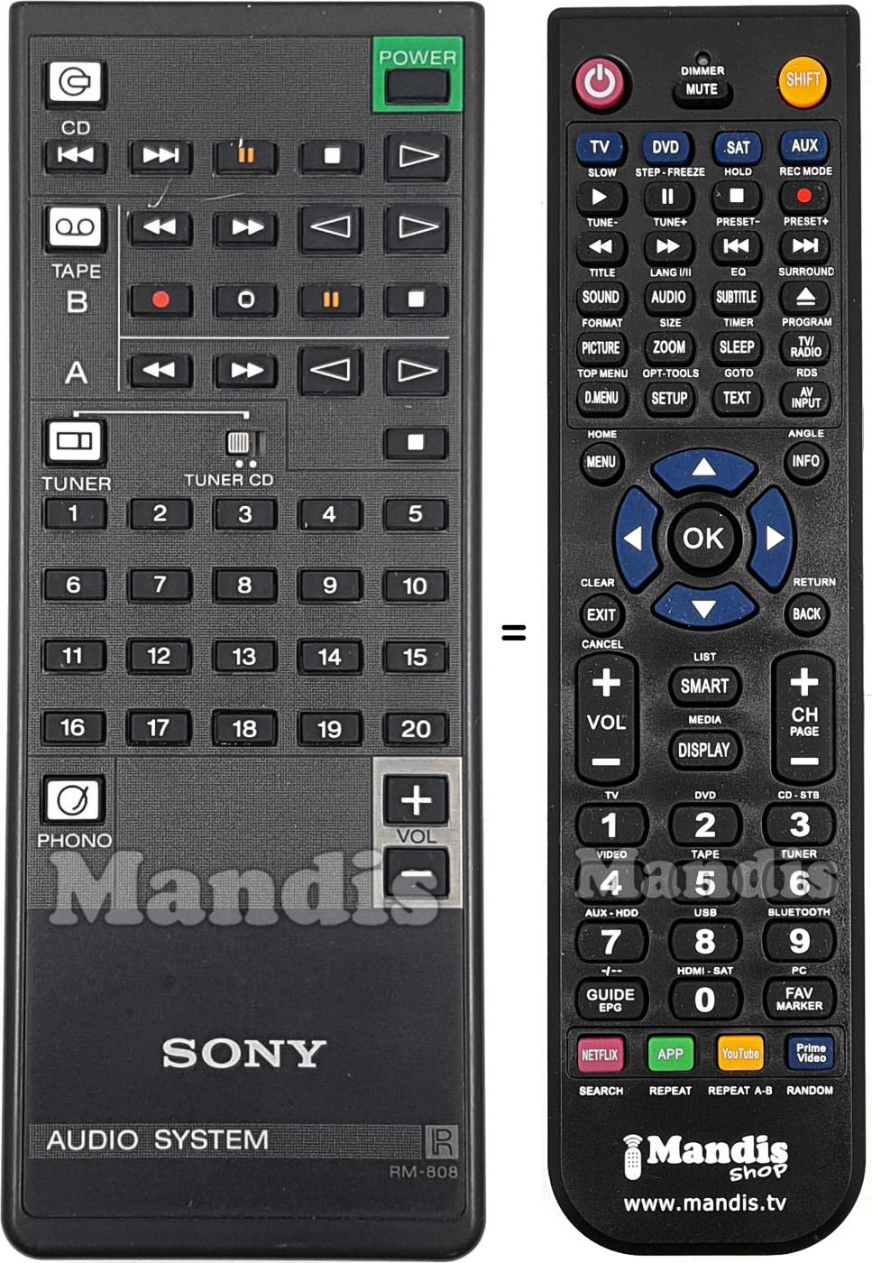 Replacement remote control RM-808