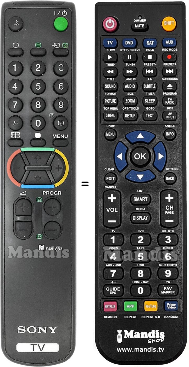 Gleichwertige Fernbedienung Sony RM-883