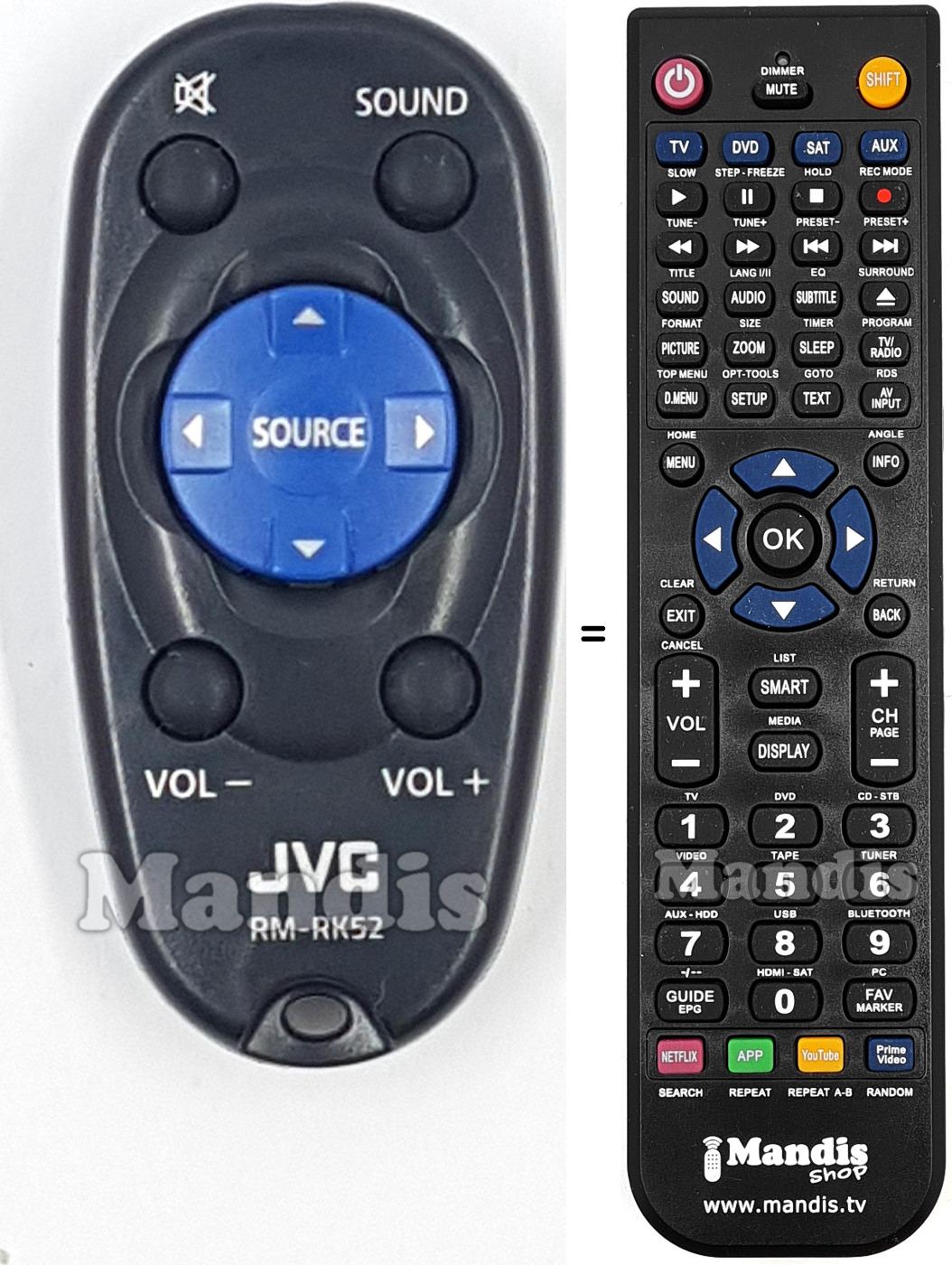 Gleichwertige Fernbedienung JVC RM-RK52M