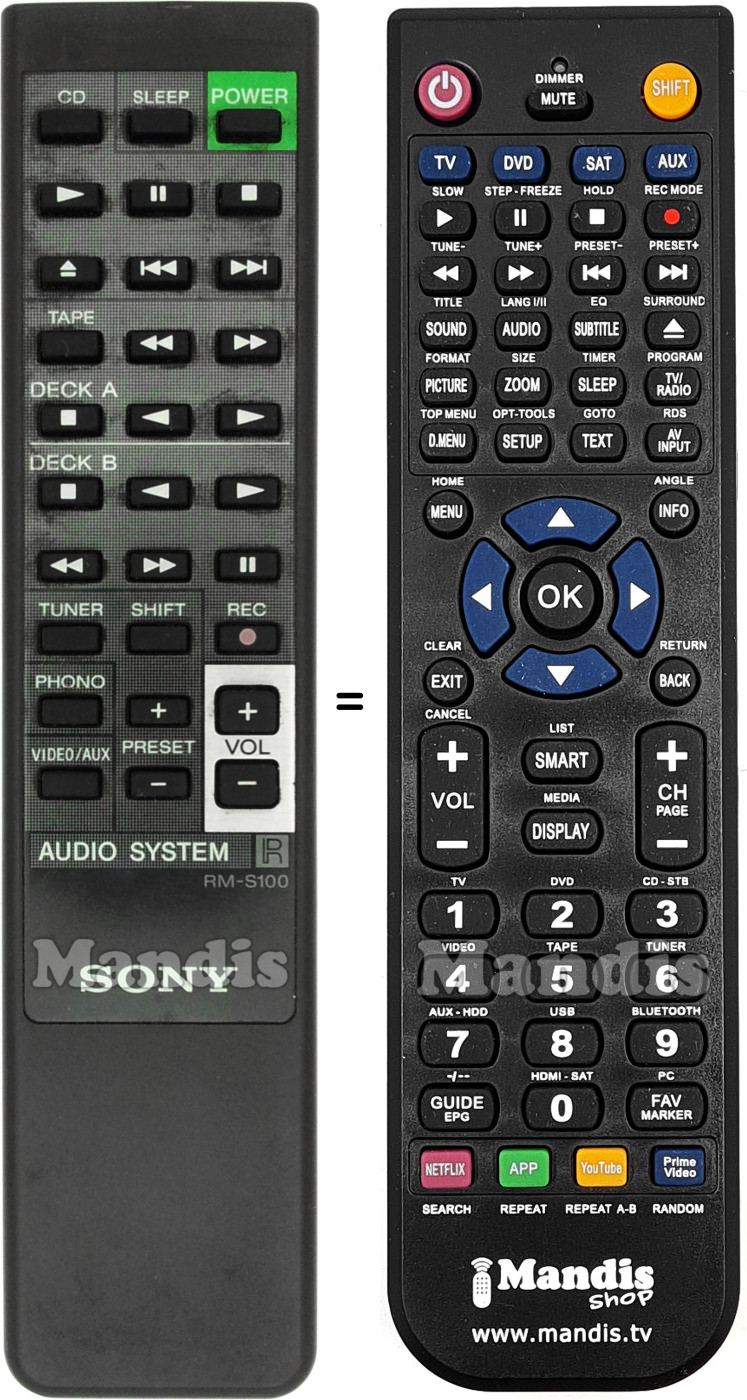 Replacement remote control Sony RM-S100